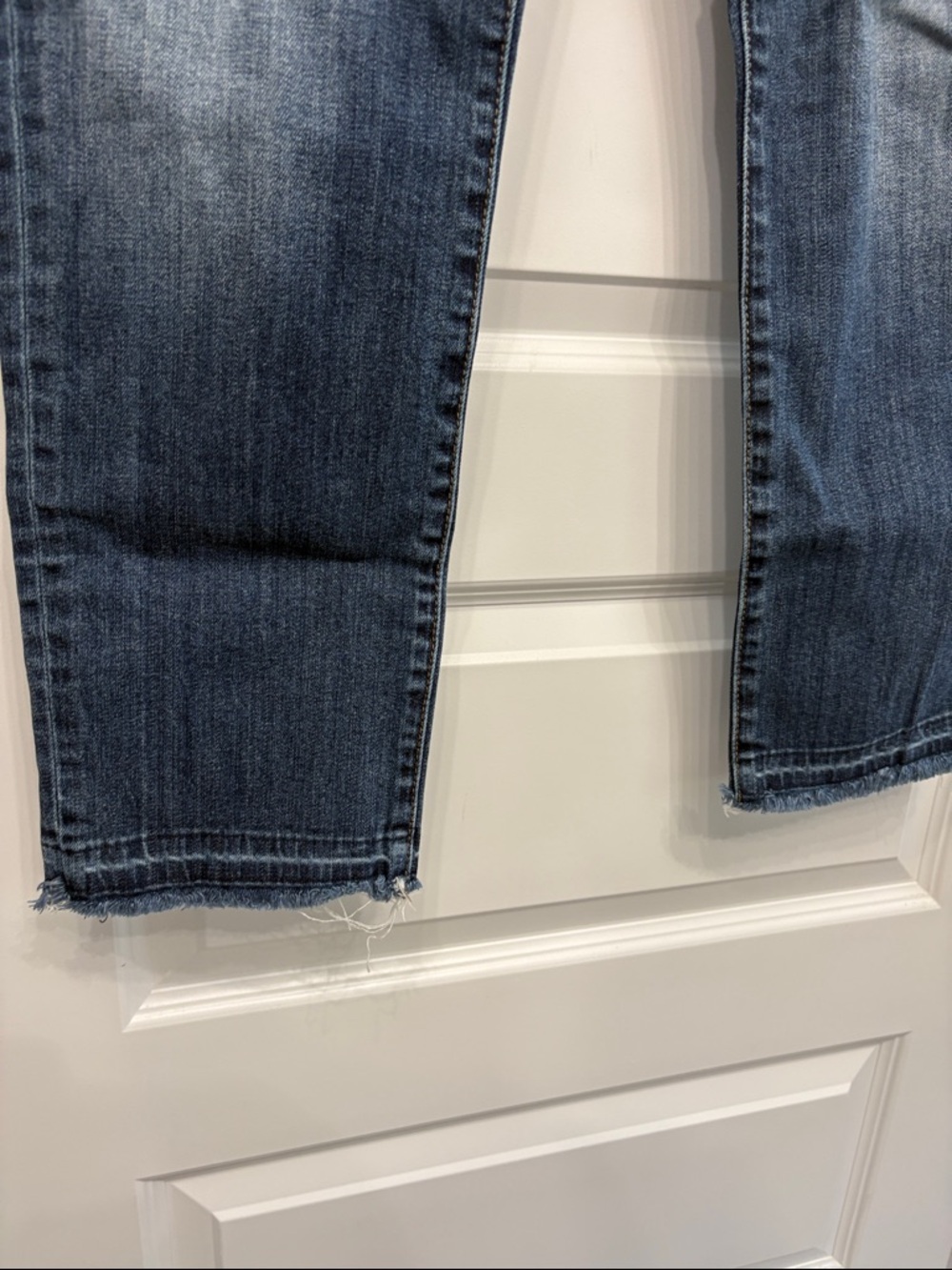 Kut from the Kloth Reese Ankle Dark Blue Distressed Straight Leg Jeans - Picture 4 of 7